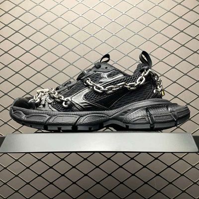 Balenciaga 3XL 10th Generation Vintage Black Dad Sneakers with Thick Metal Chain Ornament Shoes